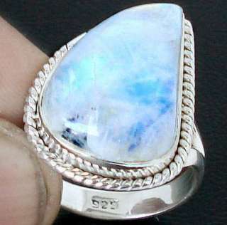   MOONSTONE PEAR 925 STERLING SILVER SOLITAIRE ARTISAN RING P2059  
