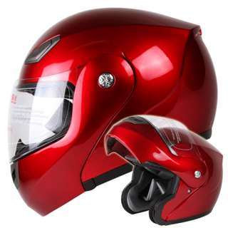   WINE RED MODULAR FLIP UP MOTORCYCLE HELMET DOT Size Small  