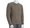 Corneliani dark beige cable wool cashmere crewneck sweater   