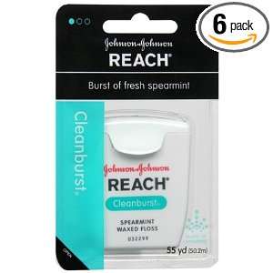 Johnson & Johnson Reach Floss Cleanburst, Spearmint, Waxed 55 Yd (Pack 