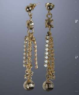 style #312958001 gold Daisy stud and crystal fringe drop earrings