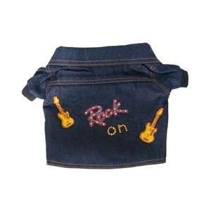  Rock On Jukebox Denim Dog Jacket with Orange Lining and 