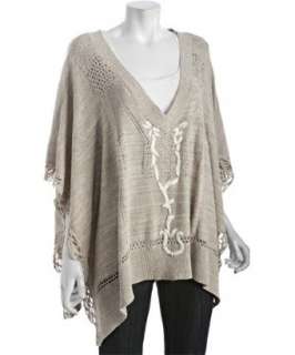 Free People silver marl Precious Pointelle poncho sweater   