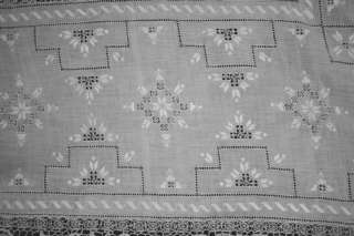   LINEN WITH WHITEWORK EMBROIDERY LINEN TABLECLOTH WITH 12 NAPKINS