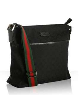 Gucci black GG canvas signature web messenger bag   