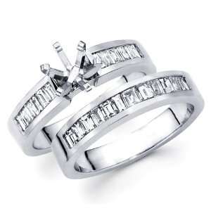   Diamond Bridal Rings Set 14k White Gold Wedding Band (1.10 Carat