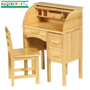 Childrens Wood Roll Top Desk & Chair Set Light Oak 716243973000  