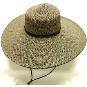  Lady Women Large Wide Brim Straw Hat with Chin Strap 