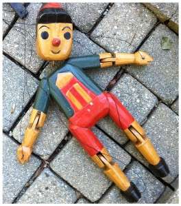 HAND CARVED LARGE VINTAGE PINOCCHIO PUPPET FIGURE  
