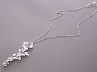 CASCADING ORCHID FLOWER   925 sterling silver necklace  
