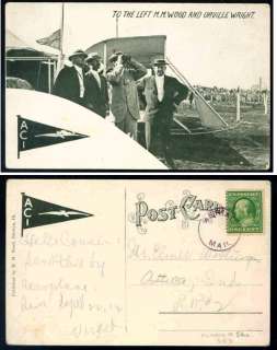 Orville Wright at Grant Park Air Meet, Chicago 1912 FLOWN card, AAMC 