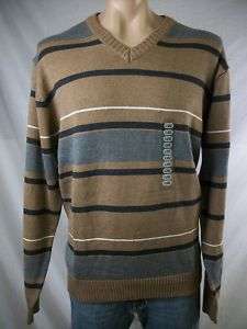 New Mens OSCAR DE LA RENTA Khaki Striped Sweater XL NWT  