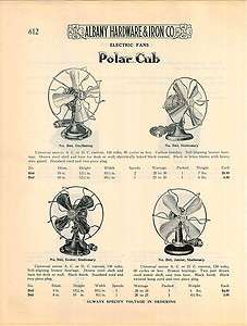 1924 Electric Fans Polar Cub Brass Blades Oscillating ad  