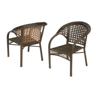 Set of 2 Elegant Outdoor Patio Furniture All Weather Wicker Armchairs 