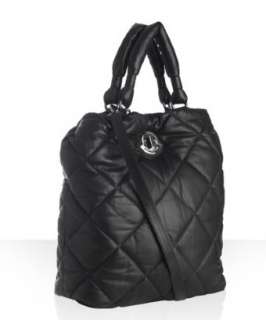 Moncler black quilted leather puffer tote  