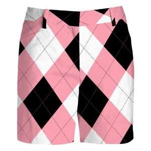  Loudmouth Golf Womens Long Shorts   Pink & Black Sports 