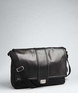 Ossington black nylon and leather Bowery messenger bag