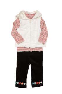 NWT BT Kids Baby Girl 3 pc faux fur vest set  