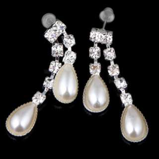   Baroque white pearl set heart pendant necklace dangle earring 41N35