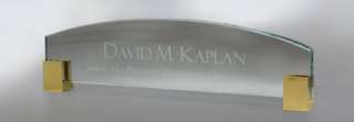 Personalized GLASS NAME PLATE BAR engraved desk office  