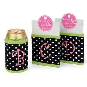 Personalized Pink Black Green White Can Water Bottle Koozie Polkadot C 
