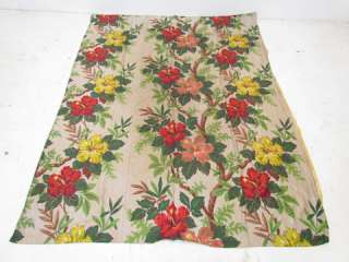 Vintage 1930s or 40s Barkcloth curtain & fabric seven panels Flowers 