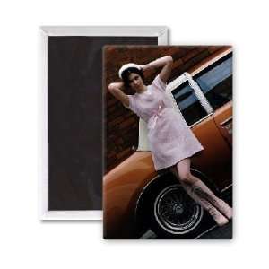  1960s fashion Pink mini dress   Jackie   3x2 inch Fridge 