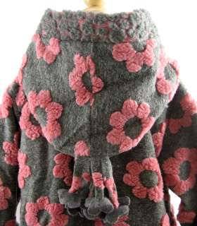 Corky And Company Winter Coat Charcoal Pink Flowers  