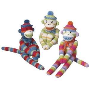  Tiny Striped Sock Monkey Doll Toys & Games
