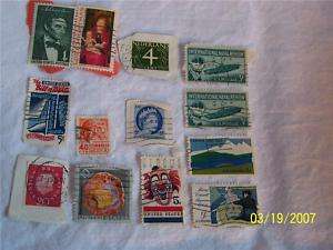 Cancelled Postage Stamps US, Canada, England, Brazil +  