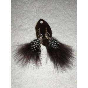  3 Black Natural Feather Earrings w/ Rhodium Plated Hooks 