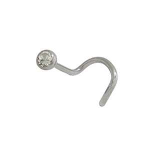  Surgical Steel Nose Screw with Clear Cz Jewel Jewelry