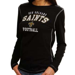 New Orleans Saints Ladies Counter Attack Long Sleeve T Shirt   Black 