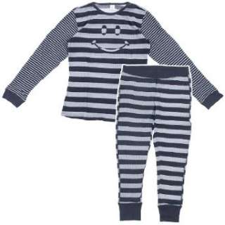  Gray Striped Smile Thermal Pajamas for Juniors Clothing