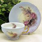 Victorian Blue Cottage Rose ~ 2 Tea Cup & Saucer