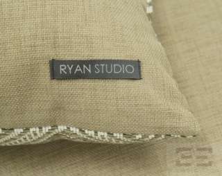 Ryan Studio Two Piece Taupe & Cream Diamond Woven Pillow Set NEW 