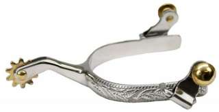 SHOWMAN SS Ladies Engraved Spurs w/Brass Rowels  