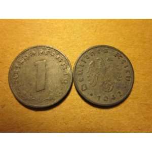  German coin 1 Reichspfennig(zinc) 1942J 