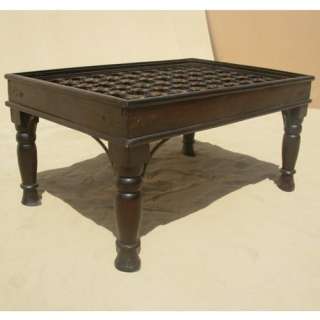 Solid Wood Heritage Door Design Coffee Cocktail Table w Wrought Iron 