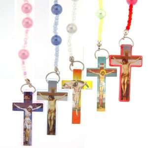  Set of 5 Faux Pearl Rosaries with Photographs Jewelry