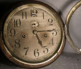 Antique Seth Thomas Round Oak Wall Clock Double Spring No 10 Mechanism 