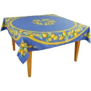  Lemons Blue Cotton Tablecloths 68 x 68 Square