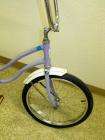   bike bicycle nice banana seat floral pattern purple frame 20 wheels