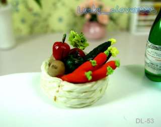 12 Dollhouse Miniature Dlay Food Vegetables Basket  