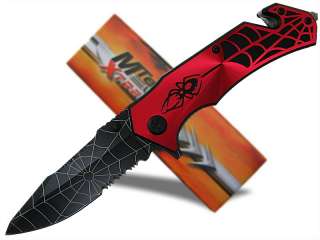 MTech USA Xtreme Rescue Glass Breaker Red Spider Knife  