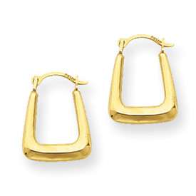  14k Yellow Gold Polished Square 3/8 Inch Circular Hoop Earrings  