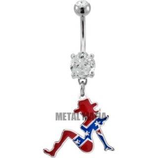 REBEL FLAG MUDFLAP GIRL BELLY RING by Costumate