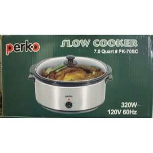 Perko PK70SC 7 Quart Crock Pot, Brushed Stainless  Kitchen 