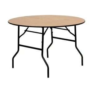  Flash 48 Round Wood Folding Banquet Table   Clear Coat 