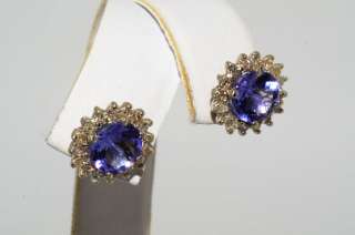 5,000 3.25CT TANZANITE & DIAMOND CLUSTER EARRINGS WOW  